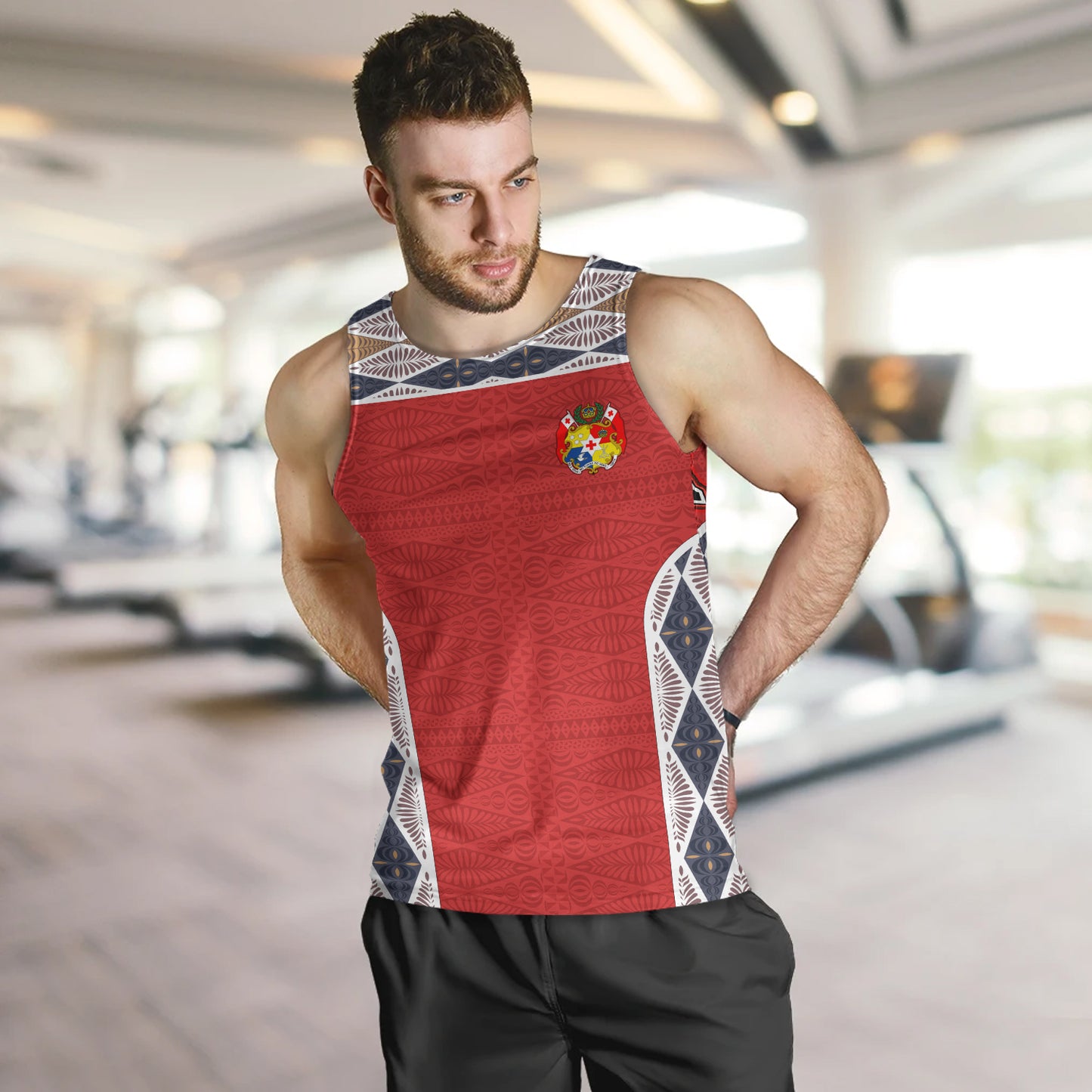 Tonga Tank Top Tribal Pattern Coat Of Arms Of Tonga