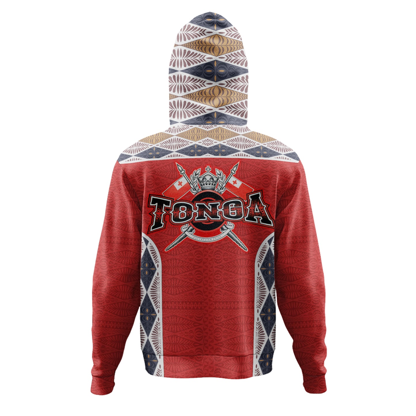 Tonga Hoodie Tribal Pattern Coat Of Arms Of Tonga