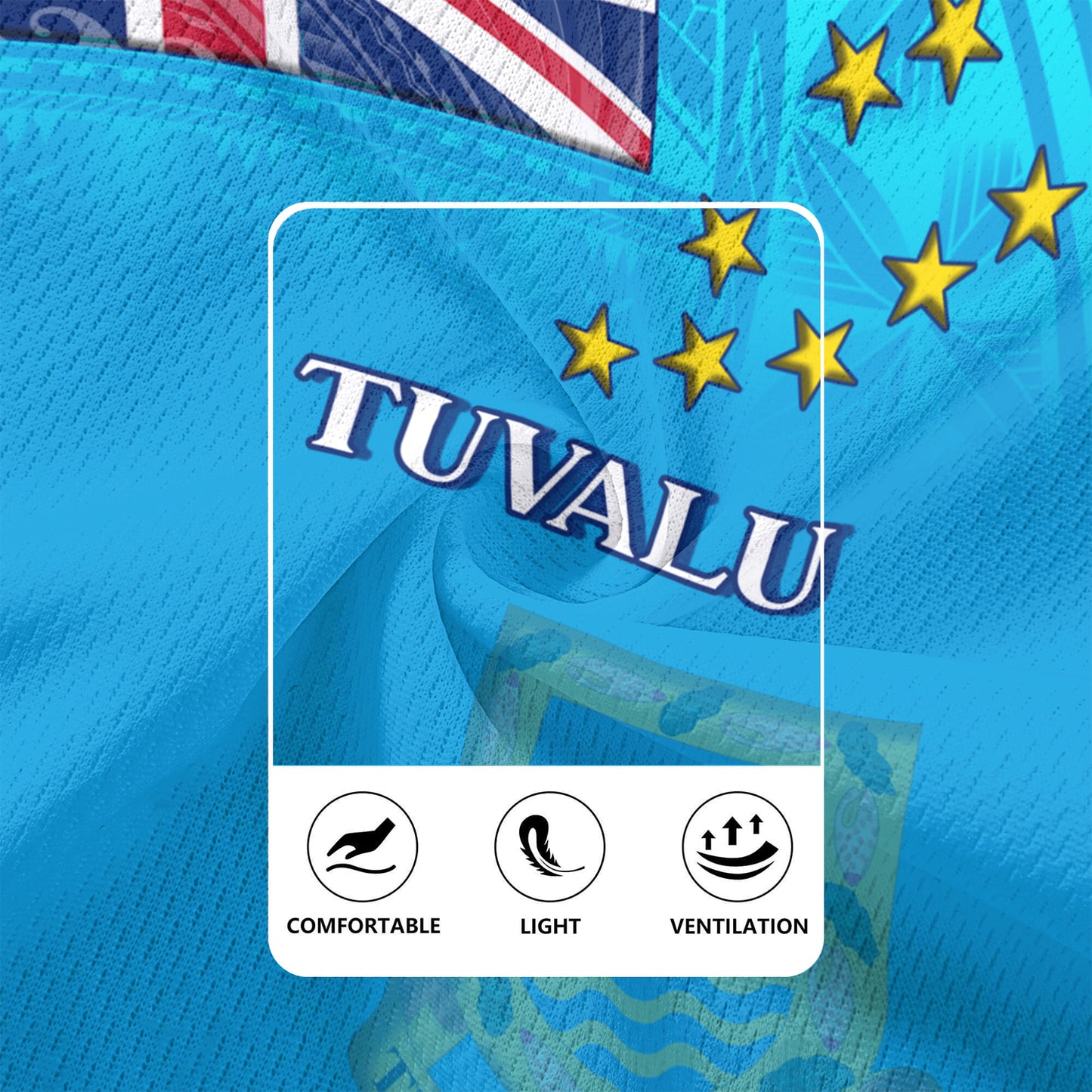 Tuvalu Flag Color With Traditional Patterns Men's All Over Printing Rugby Jersey