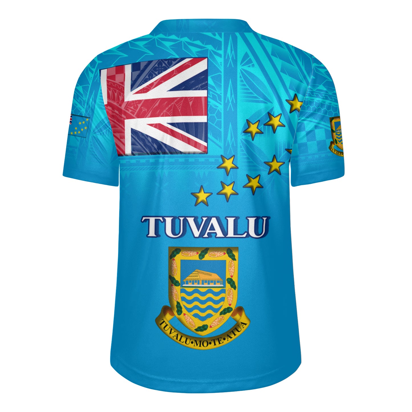 Tuvalu Flag Color With Traditional Patterns Men's All Over Printing Rugby Jersey