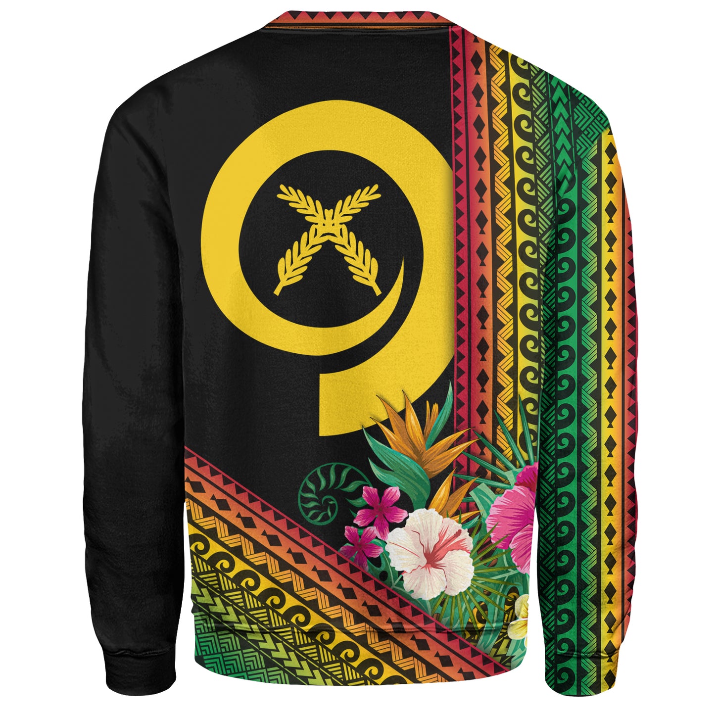 Vanuatu Sweatshirt Polynesia Pattern With Tropical Flower