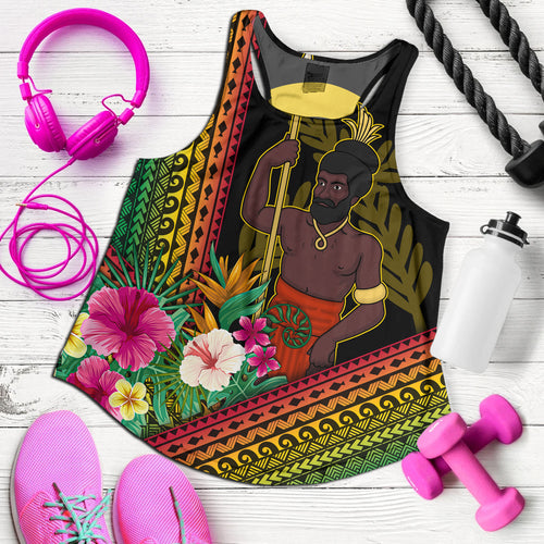 Vanuatu Women Tank Polynesia Pattern With Tropical Flower