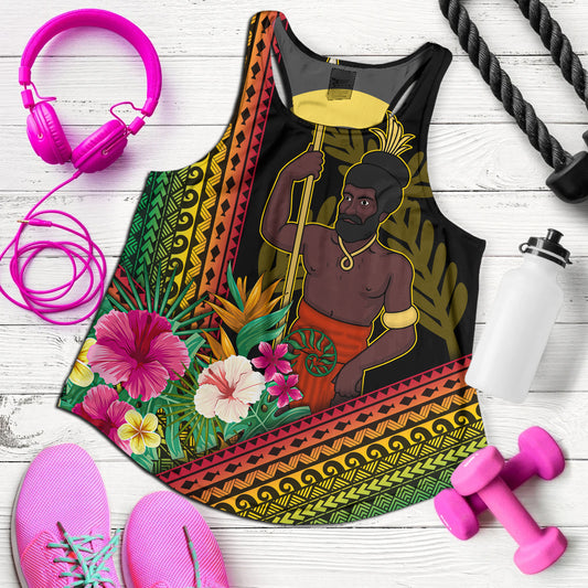 Vanuatu Women Tank Polynesia Pattern With Tropical Flower