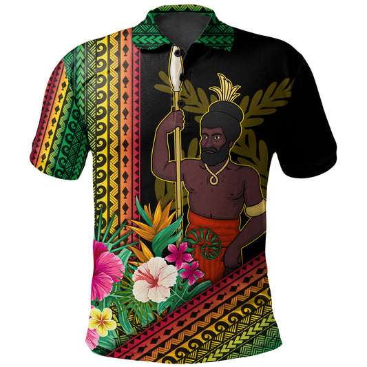 Vanuatu Polo Shirt Polynesia Pattern With Tropical Flower