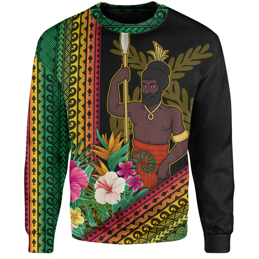 Vanuatu Sweatshirt Polynesia Pattern With Tropical Flower