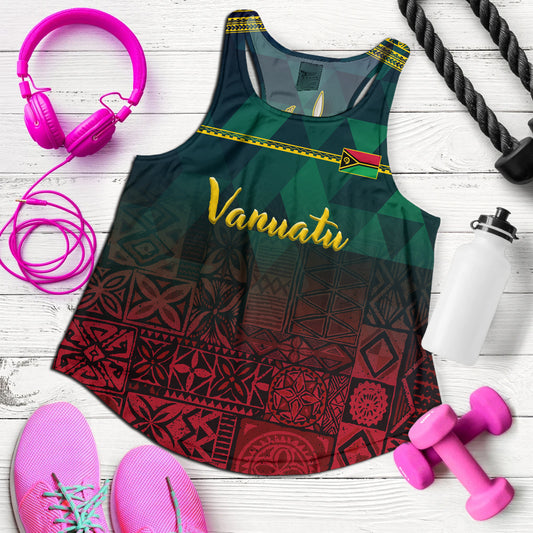 Vanuatu Women Tank Lowpolly Pattern with Polynesian Motif