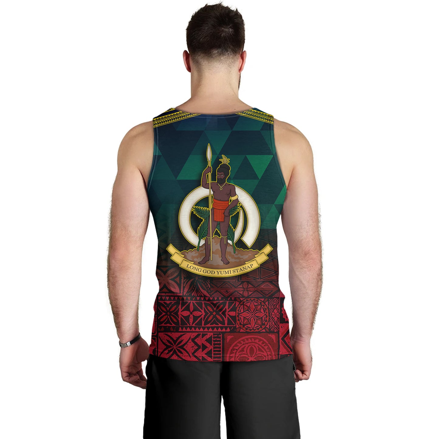 Vanuatu Tank Top Lowpolly Pattern with Tribal Motif