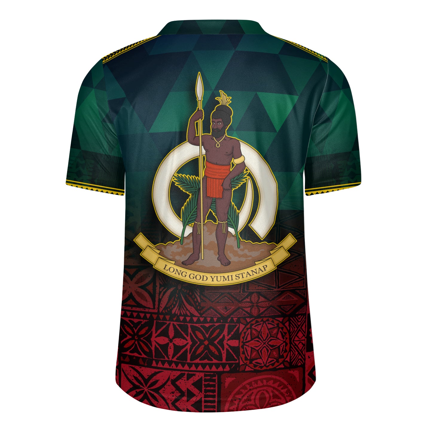 Vanuatu Rugby Jersey Lowpolly Pattern with Polynesian Motif
