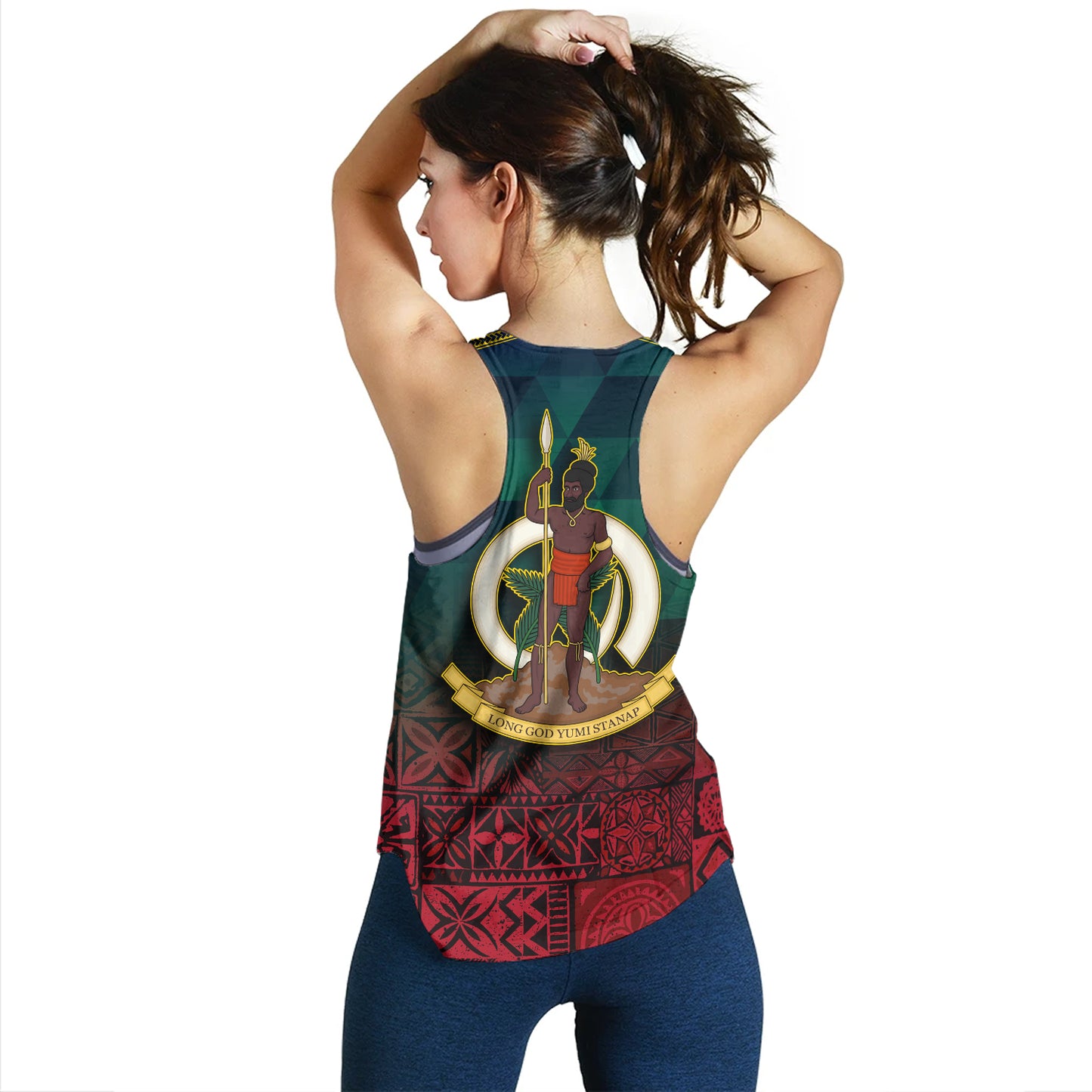 Vanuatu Women Tank Lowpolly Pattern with Polynesian Motif