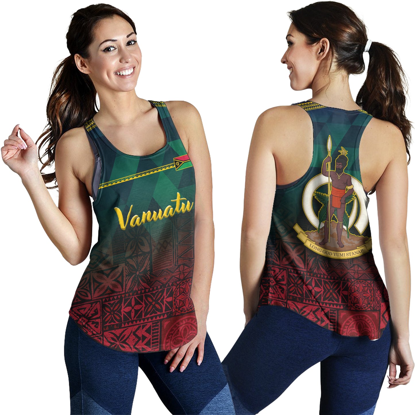 Vanuatu Women Tank Lowpolly Pattern with Polynesian Motif