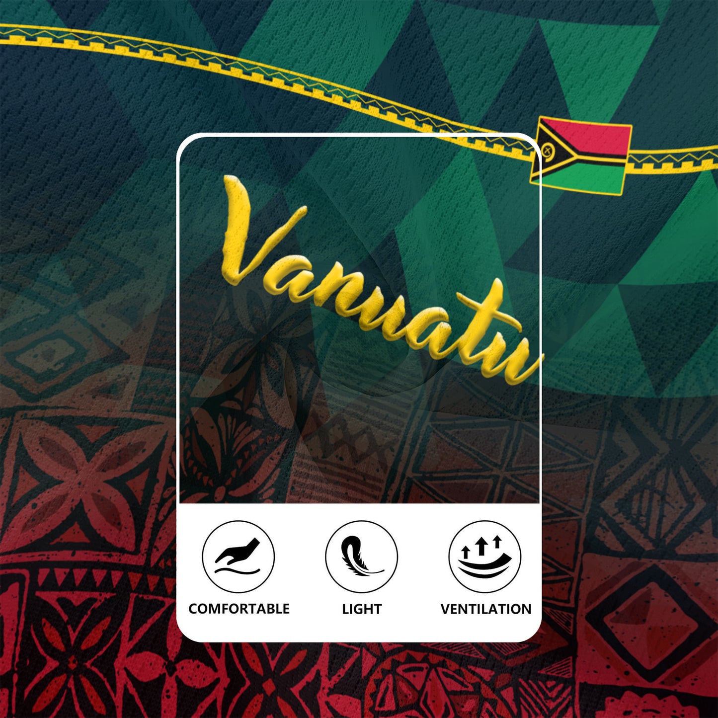 Vanuatu Rugby Jersey Lowpolly Pattern with Polynesian Motif