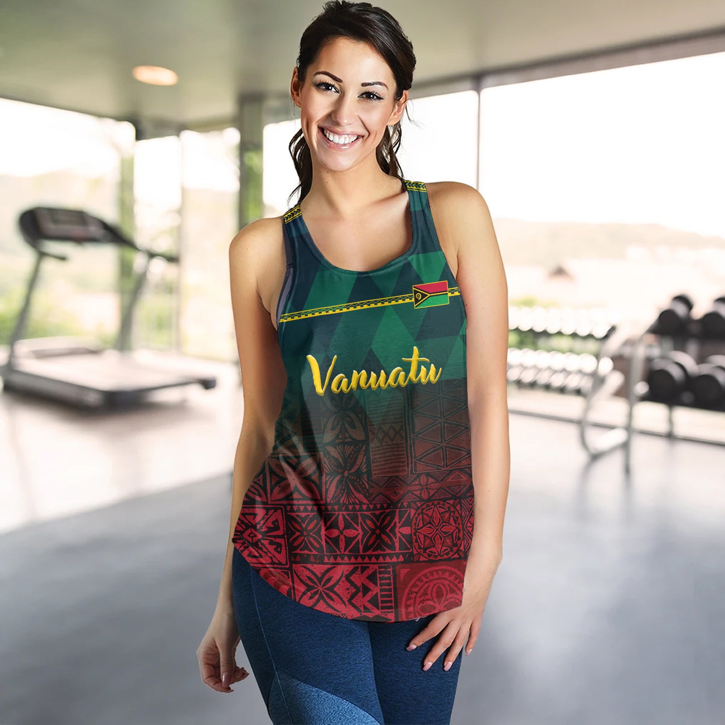 Vanuatu Women Tank Lowpolly Pattern with Polynesian Motif