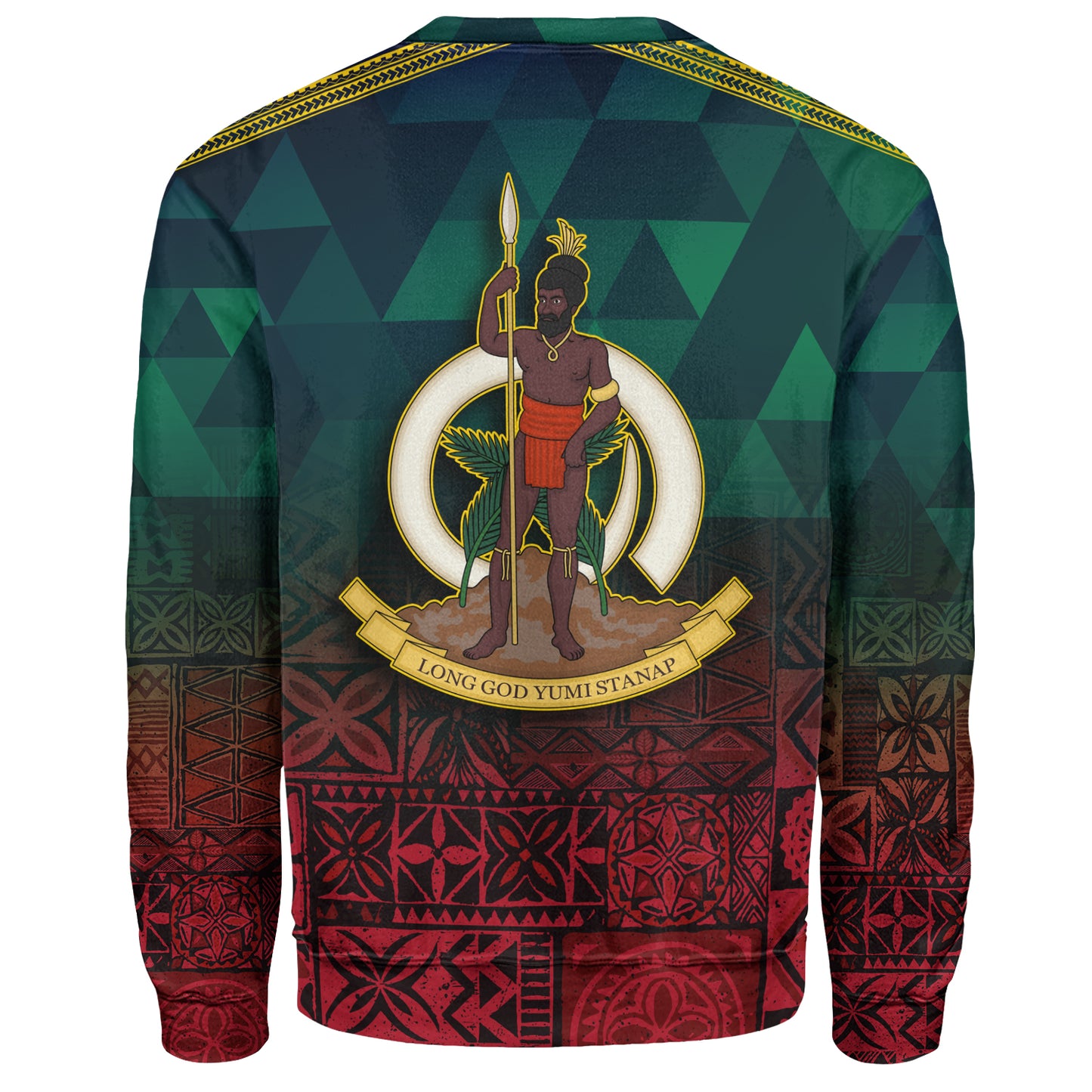 Vanuatu Sweatshirt Lowpolly Pattern with Polynesian Motif