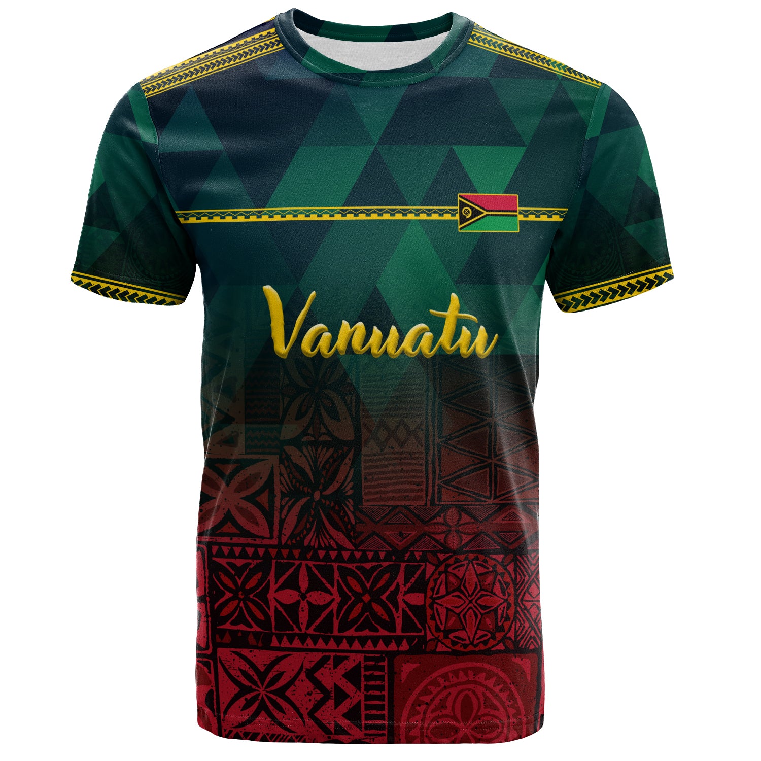 Vanuatu T-Shirt Lowpolly Pattern with Polynesian Motif