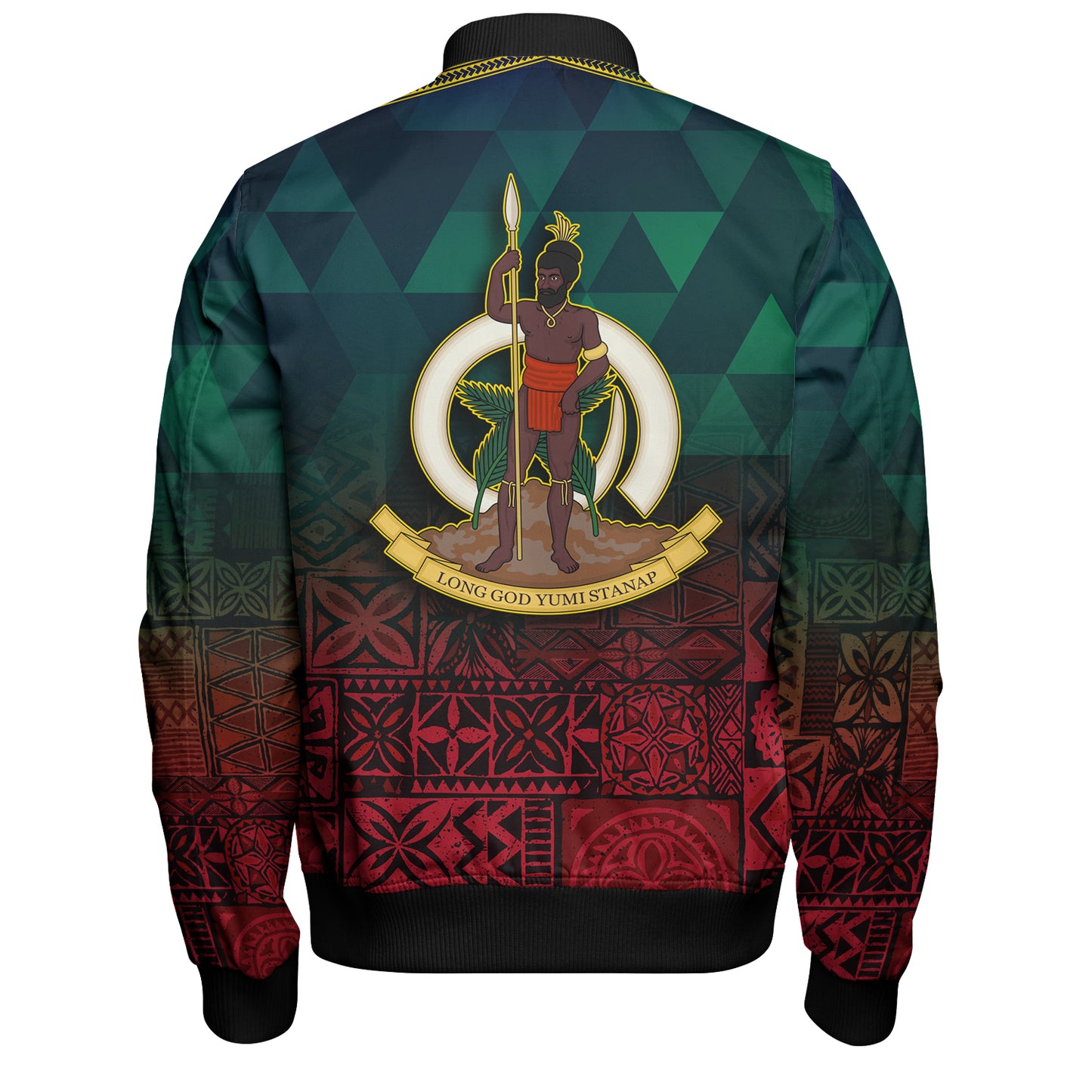 Vanuatu Bomber Jacket Lowpolly Pattern with Polynesian Motif