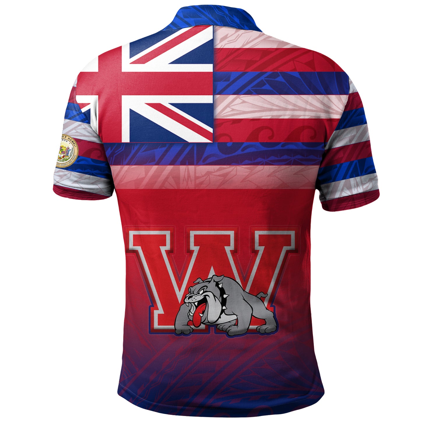 Hawaii Waialua High and Intermediate School Polo Shirt Flag Color With Traditional Patterns