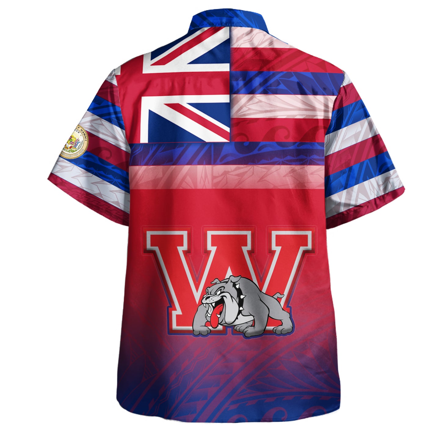 Hawaii Waialua High and Intermediate School Hawaii Shirt Flag Color With Traditional Patterns