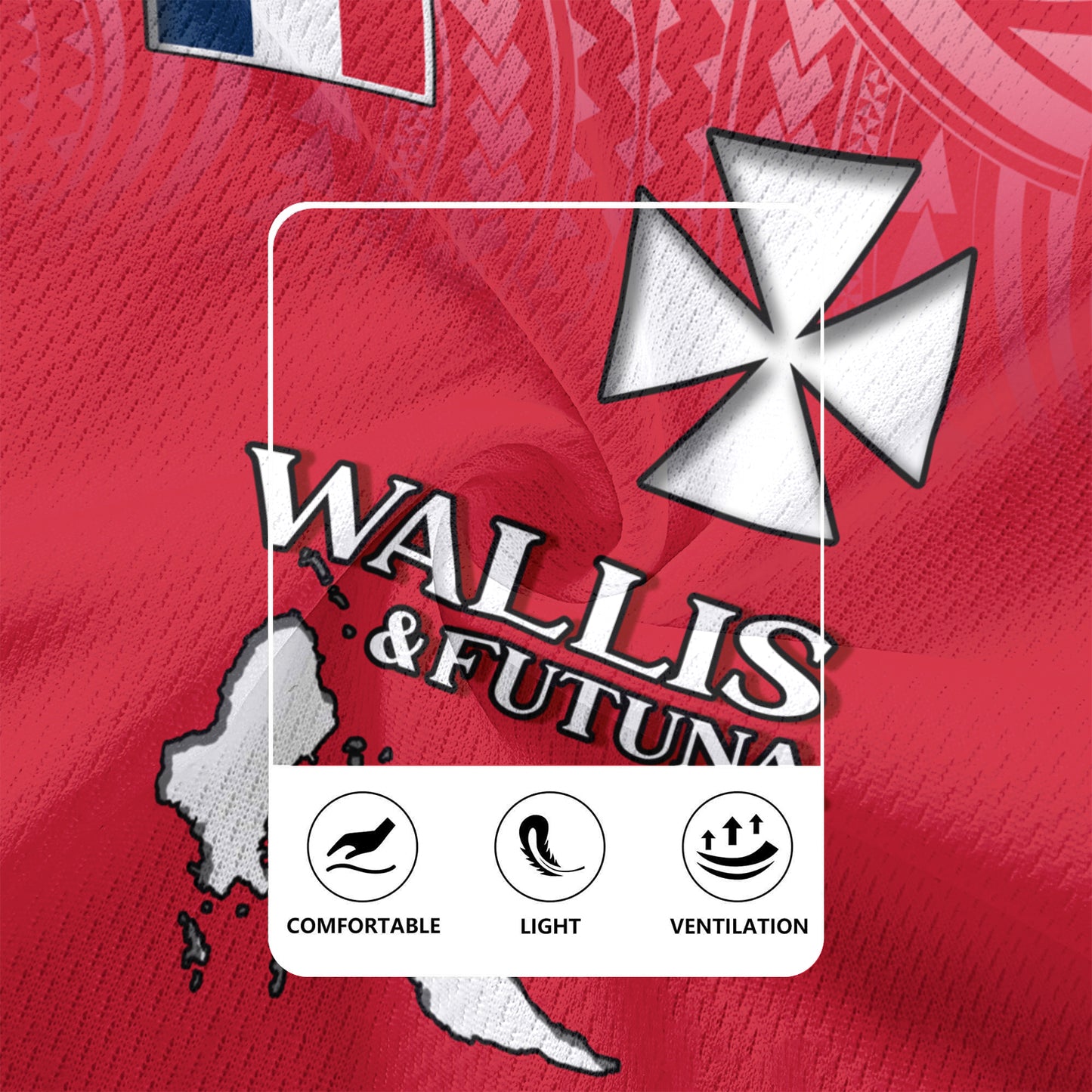Wallis And Futuna Flag Color With Traditional Patterns Men's All Over Printing Rugby Jersey