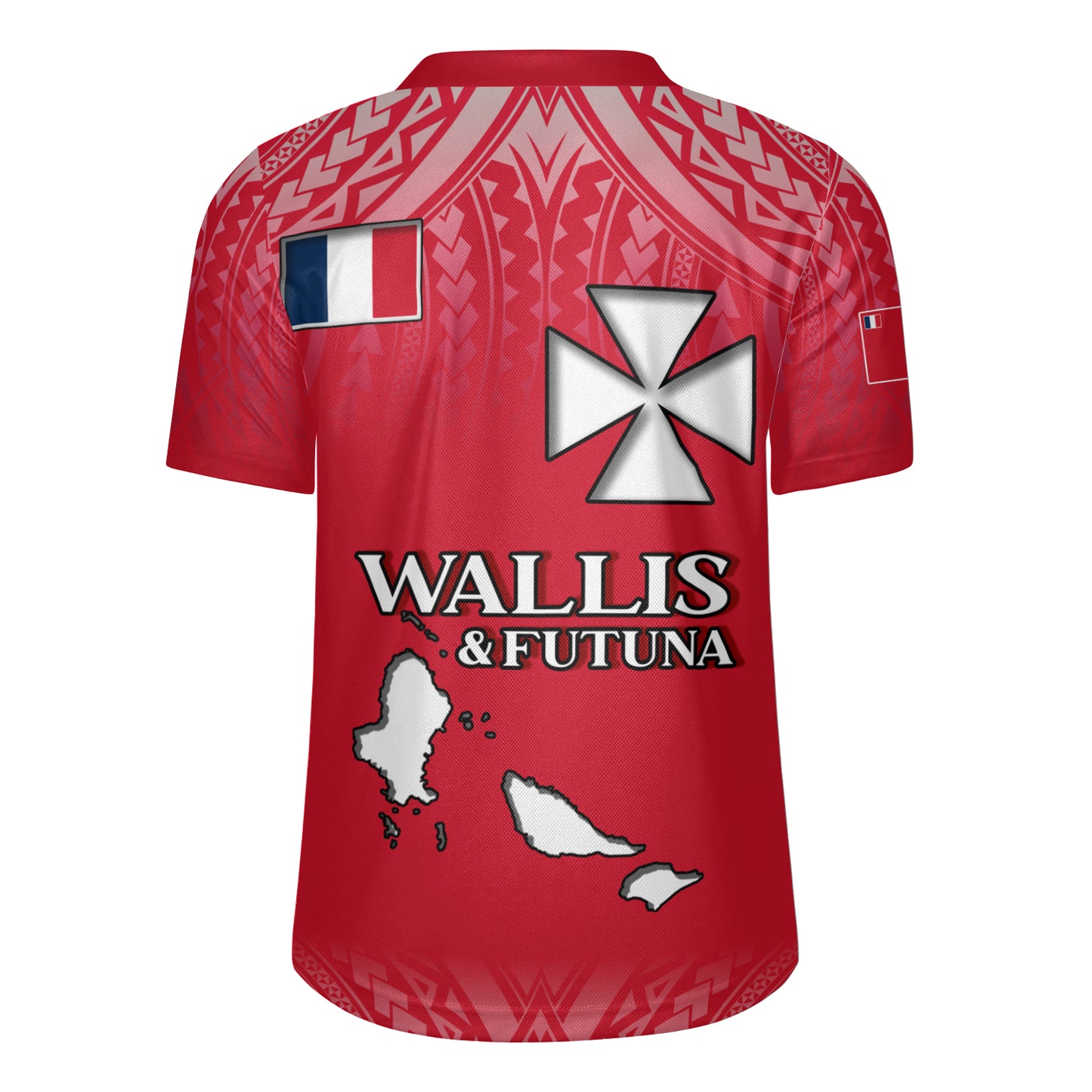 Wallis And Futuna Flag Color With Traditional Patterns Men's All Over Printing Rugby Jersey