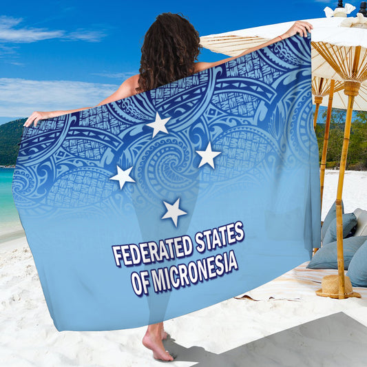 Federated States Of Micronesia Flag Color With Traditional Patterns Sarong