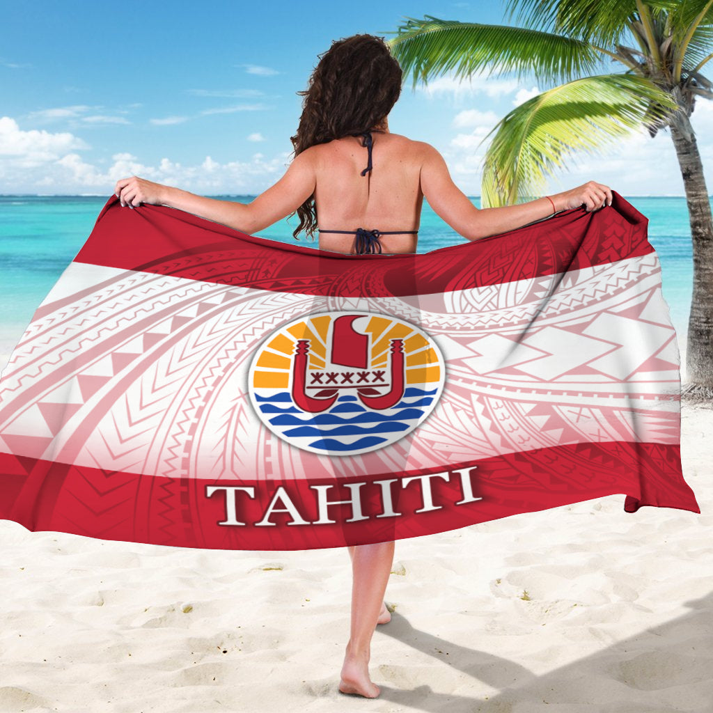 Tahiti Flag Color With Traditional Patterns Sarong