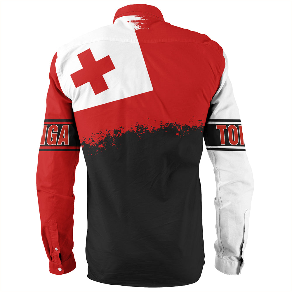 Tonga Long Sleeve Shirt Tonga Flag Grunge