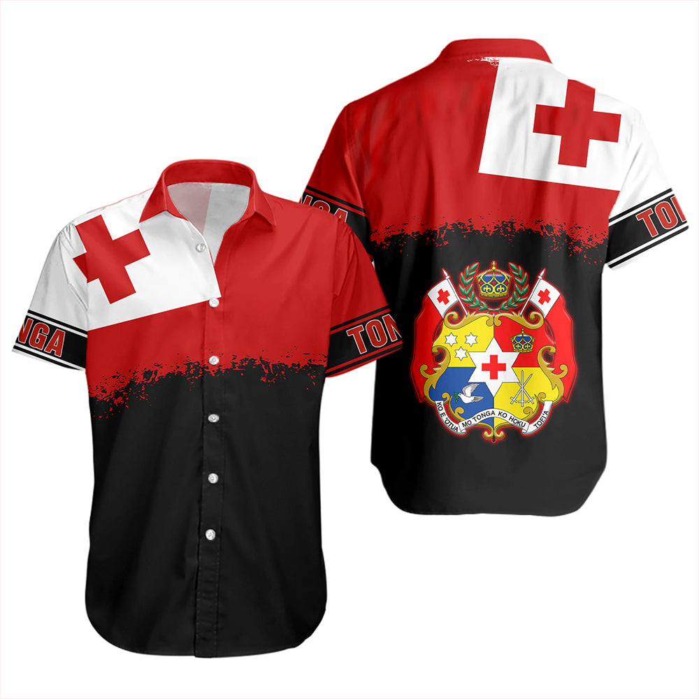 Tonga Short Sleeve Shirt Tonga Flag Grunge