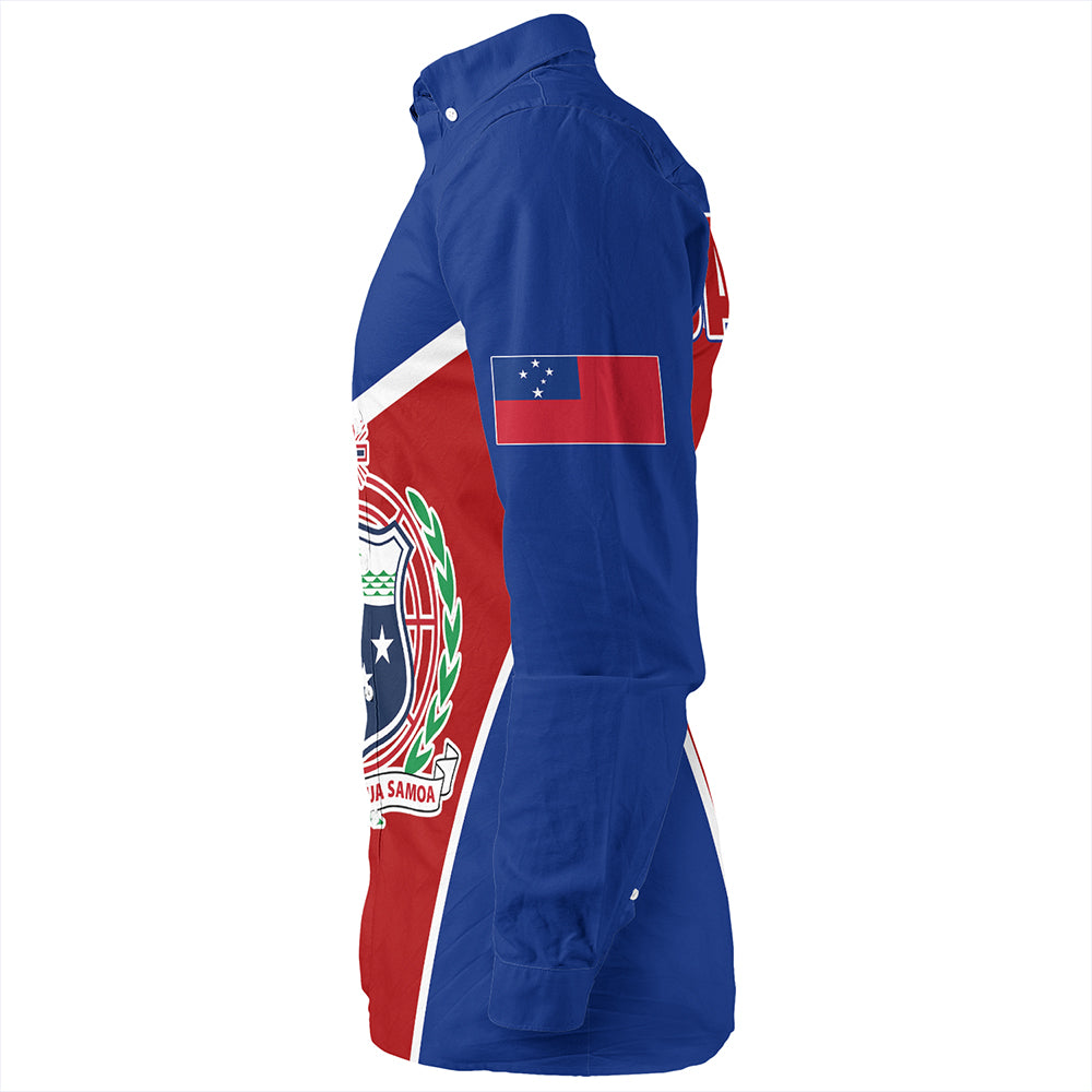 Samoa Long Sleeve Shirt Samoa Flag And Coat Of Arms Style