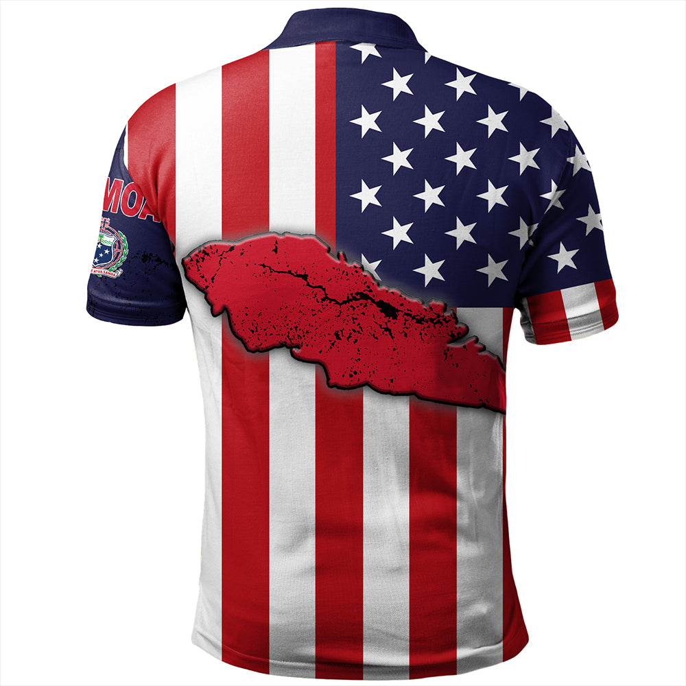 Samoa Polo Shirt American Samoa Map With American Flag