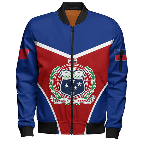 Samoa Bomber Jacket Samoa Flag And Coat Of Arms Style