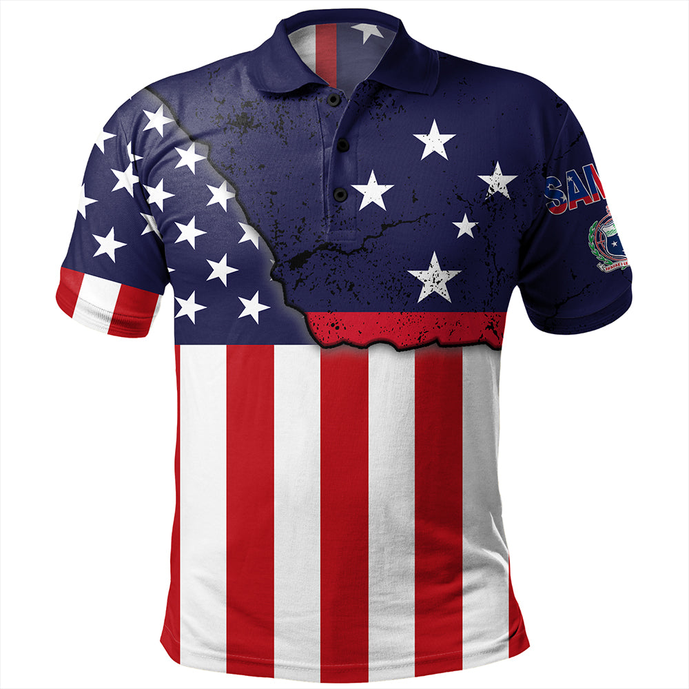 Samoa Polo Shirt American Samoa Map With American Flag