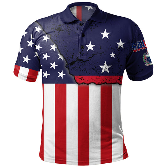 Samoa Polo Shirt American Samoa Map With American Flag