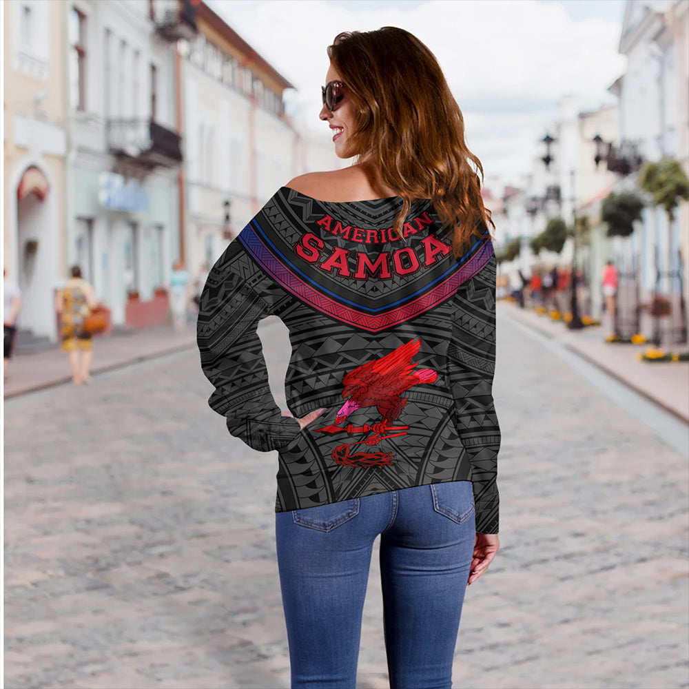 Samoa Off Shoulder Sweatshirt American Samoa Polynesian Authen