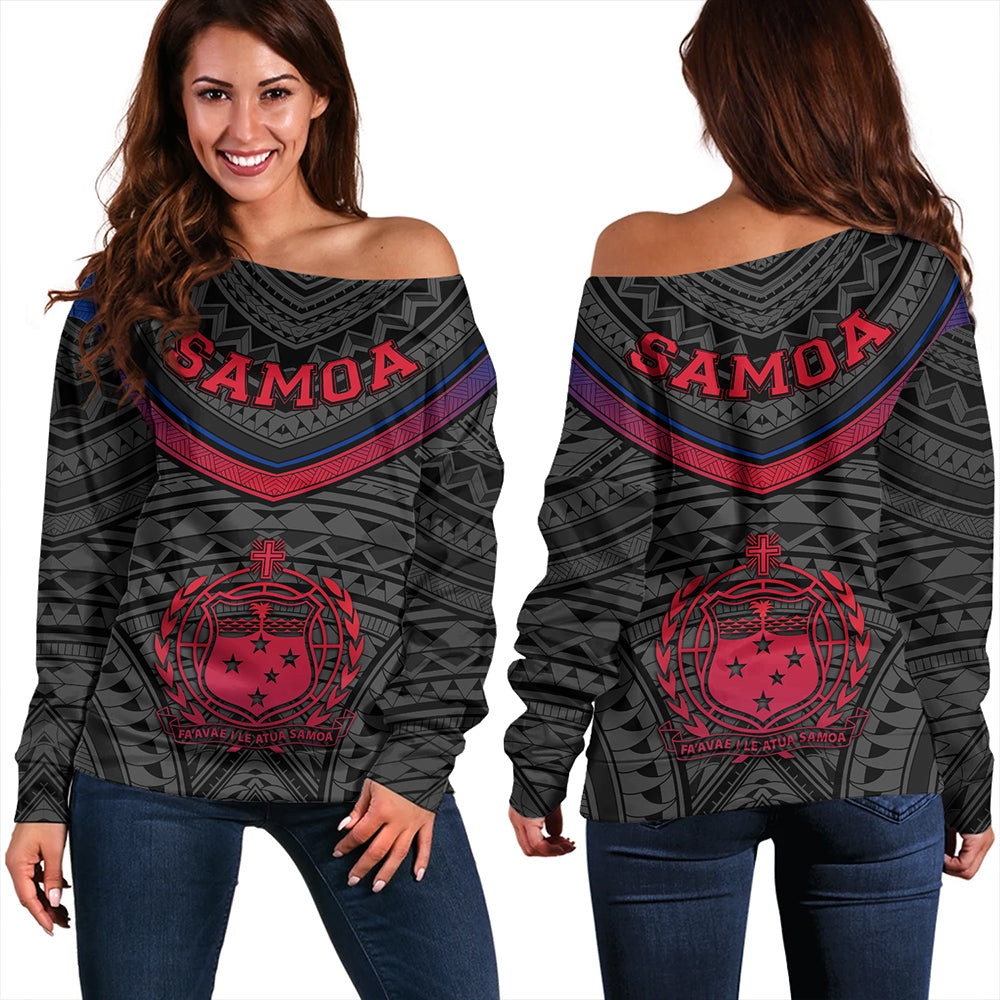 Samoa Off Shoulder Sweatshirt Polynesian Authen