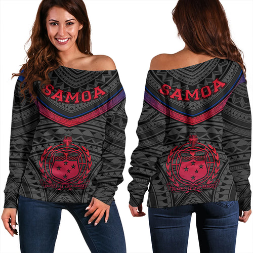 Samoa Off Shoulder Sweatshirt Polynesian Authen