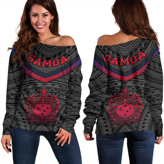 Samoa Off Shoulder Sweatshirt Polynesian Authen