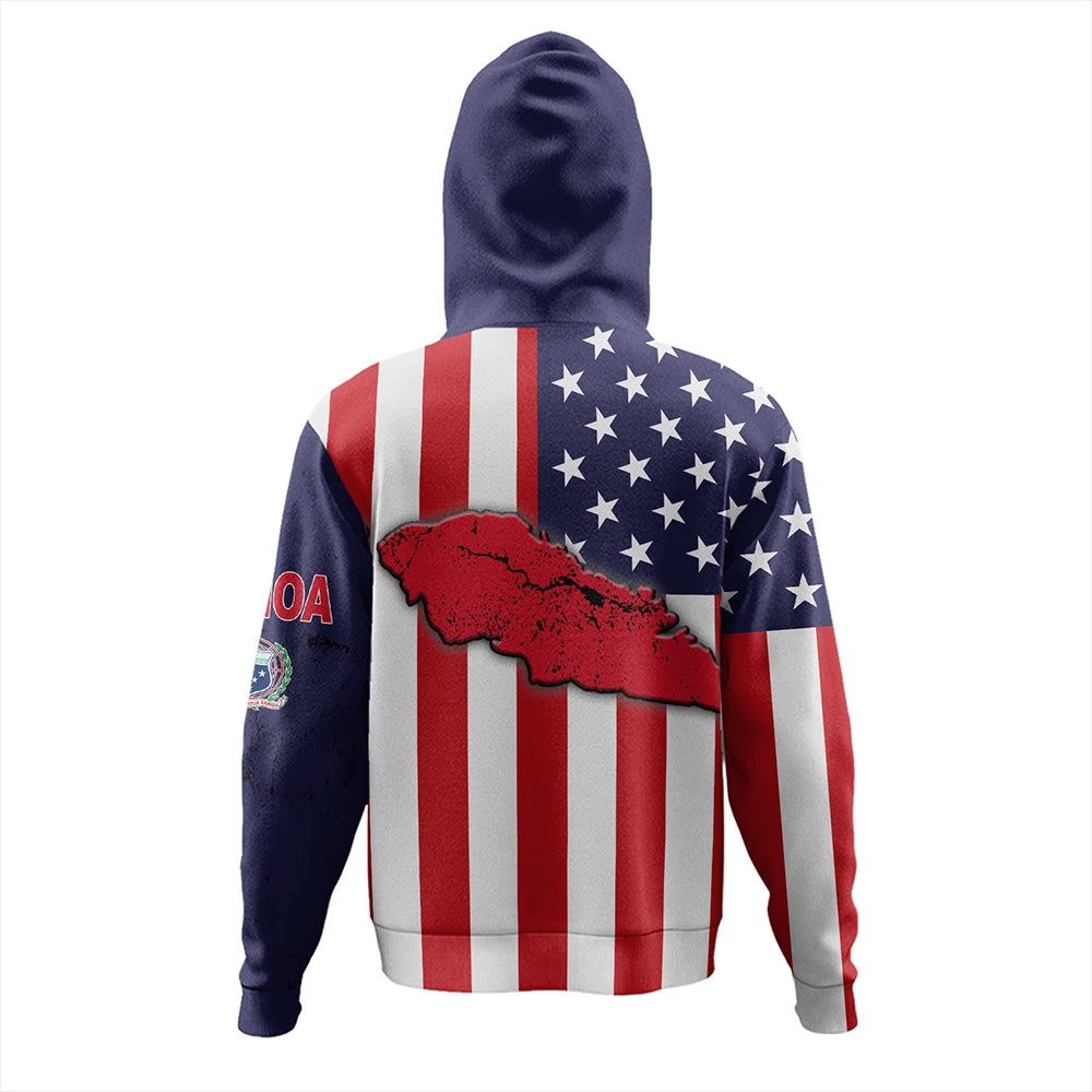 Samoa Hoodie American Samoa Map With American Flag
