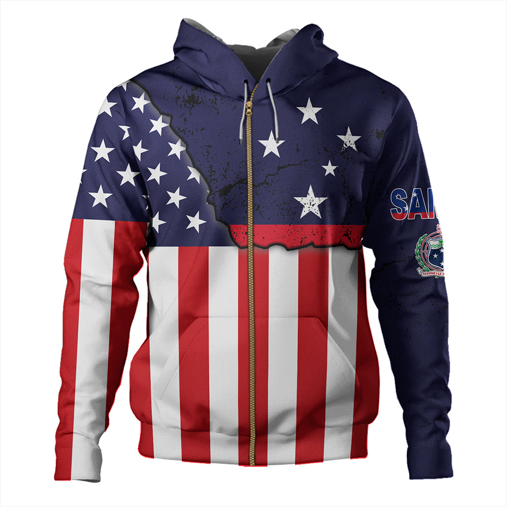 Samoa Hoodie American Samoa Map With American Flag