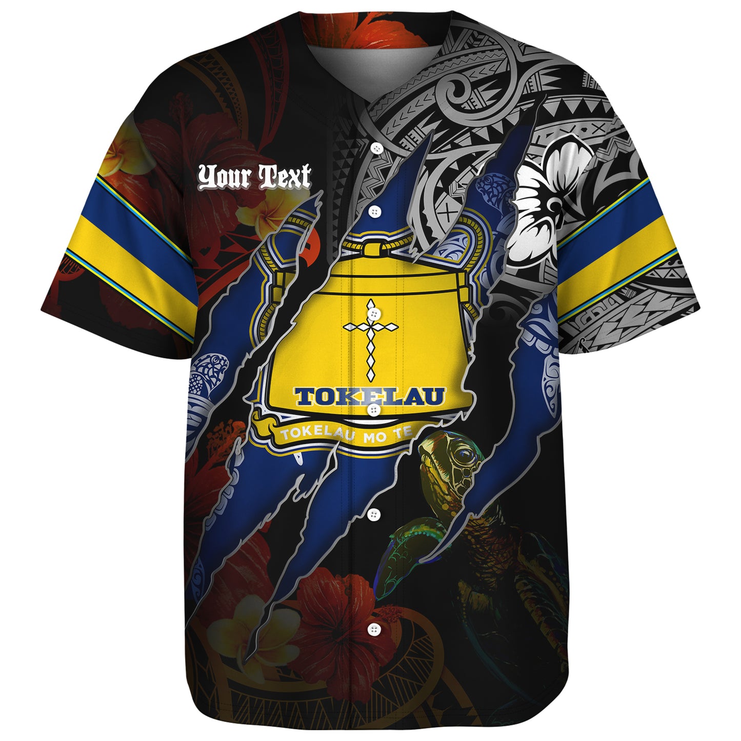 Tokelau Baseball Shirt Custom Tokelauan Blood Inside Me Polynesian Sleeve Tattoo Tropical Black
