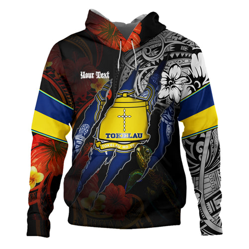 Tokelau Hoodie Custom Tokelauan Blood Inside Me Polynesian Sleeve Tattoo Tropical Black