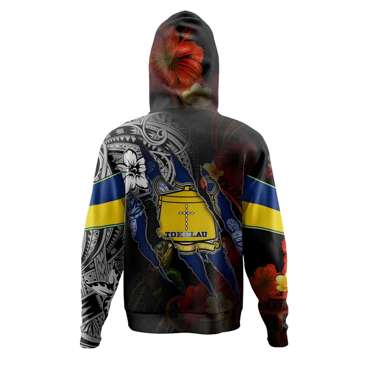 Tokelau Hoodie Custom Tokelauan Blood Inside Me Polynesian Sleeve Tattoo Tropical Black