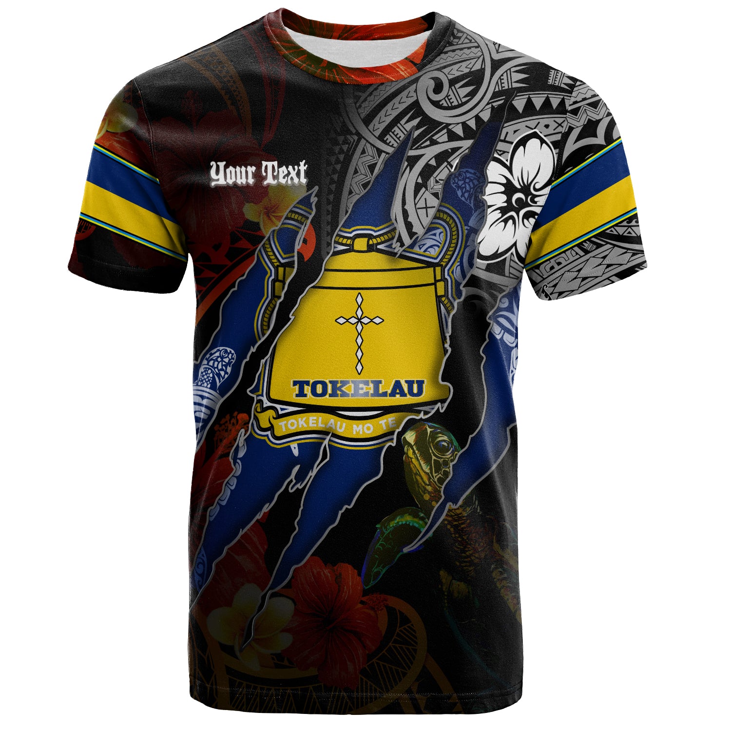 Tokelau T-Shirt Custom Tokelauan Blood Inside Me Polynesian Sleeve Tattoo Tropical Black