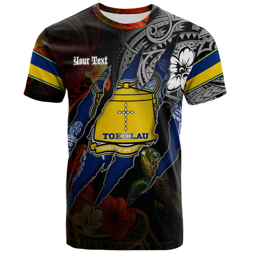 Tokelau T-Shirt Custom Tokelauan Blood Inside Me Polynesian Sleeve Tattoo Tropical Black