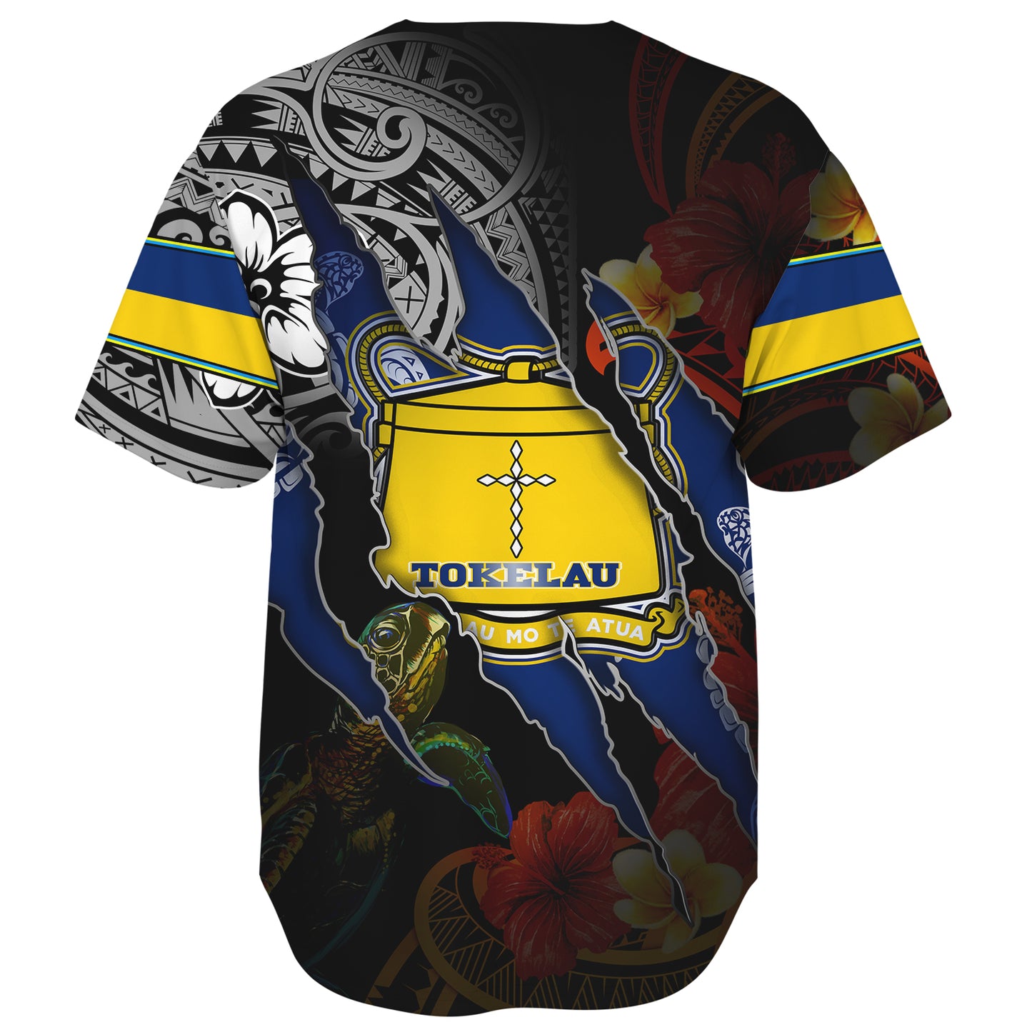Tokelau Baseball Shirt Custom Tokelauan Blood Inside Me Polynesian Sleeve Tattoo Tropical Black