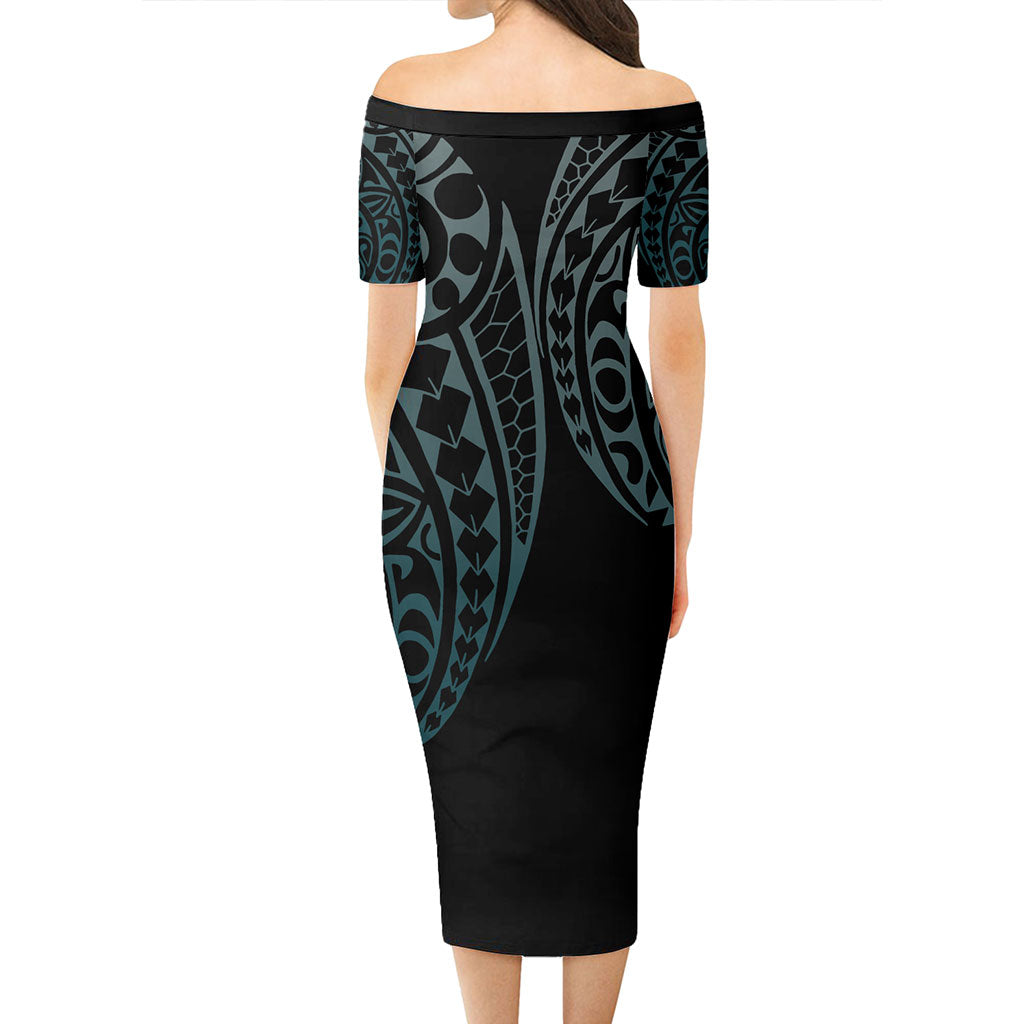 Tokelau Combo Short Sleeve Dress And Shirt Kakau Style Turquoise