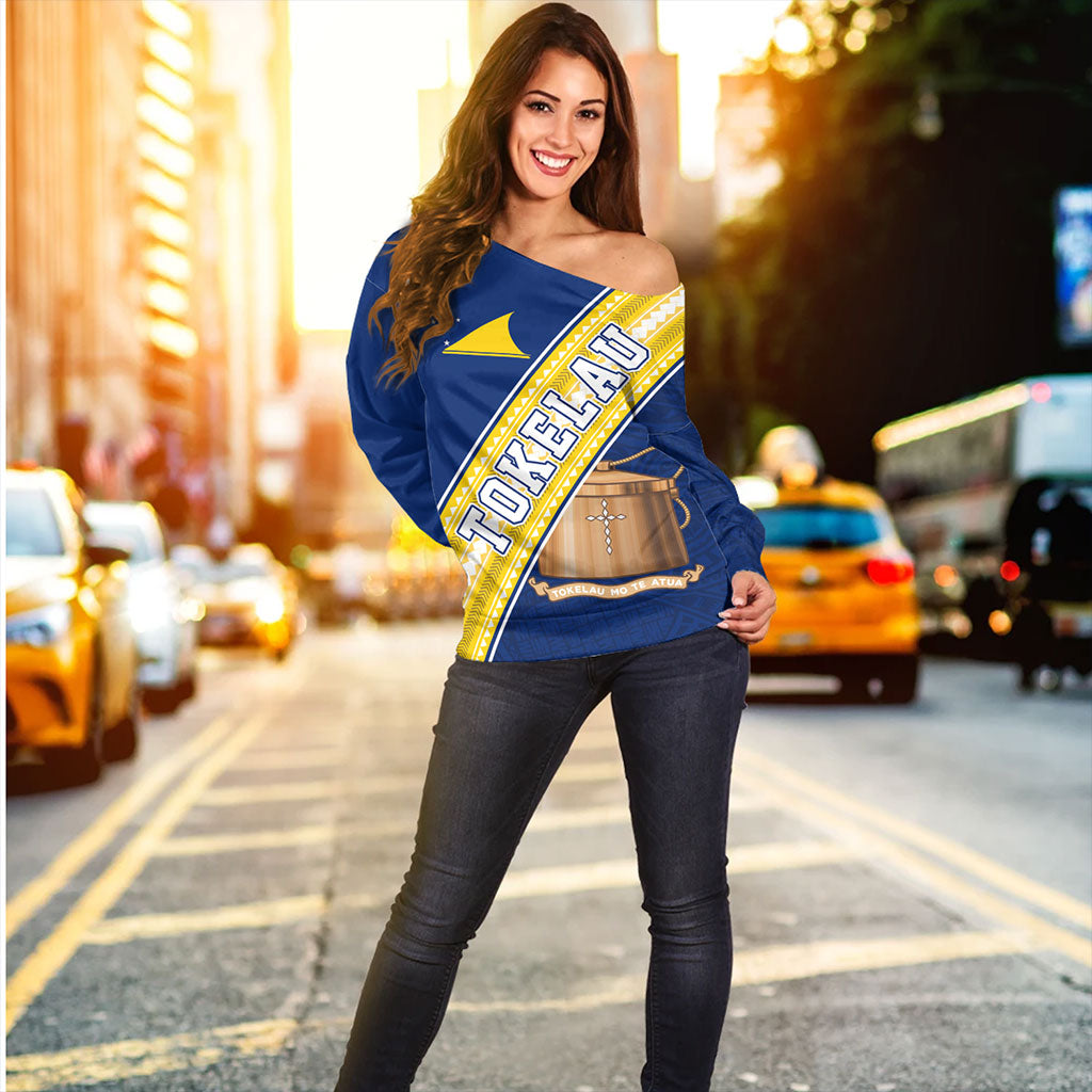 Tokelau Off Shoulder Sweatshirt Flag And Coat Of Arms