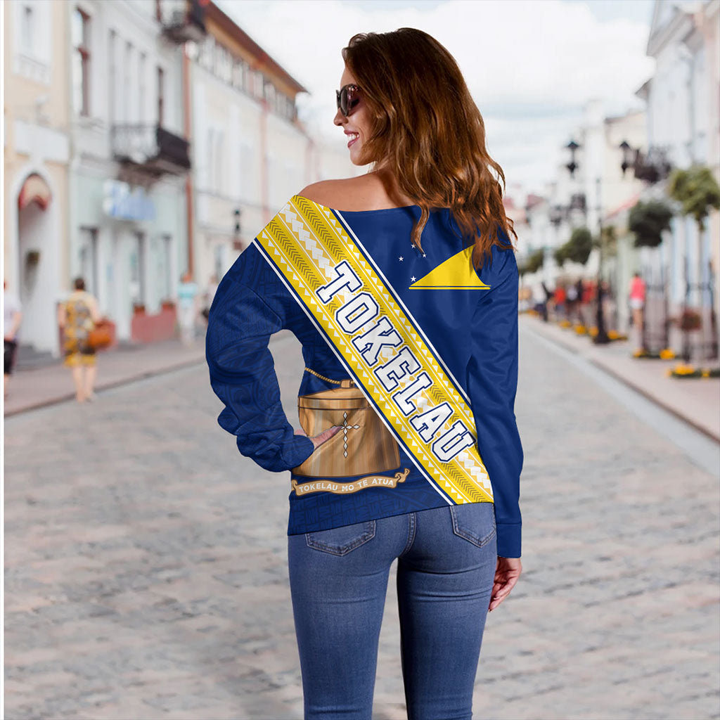 Tokelau Off Shoulder Sweatshirt Flag And Coat Of Arms
