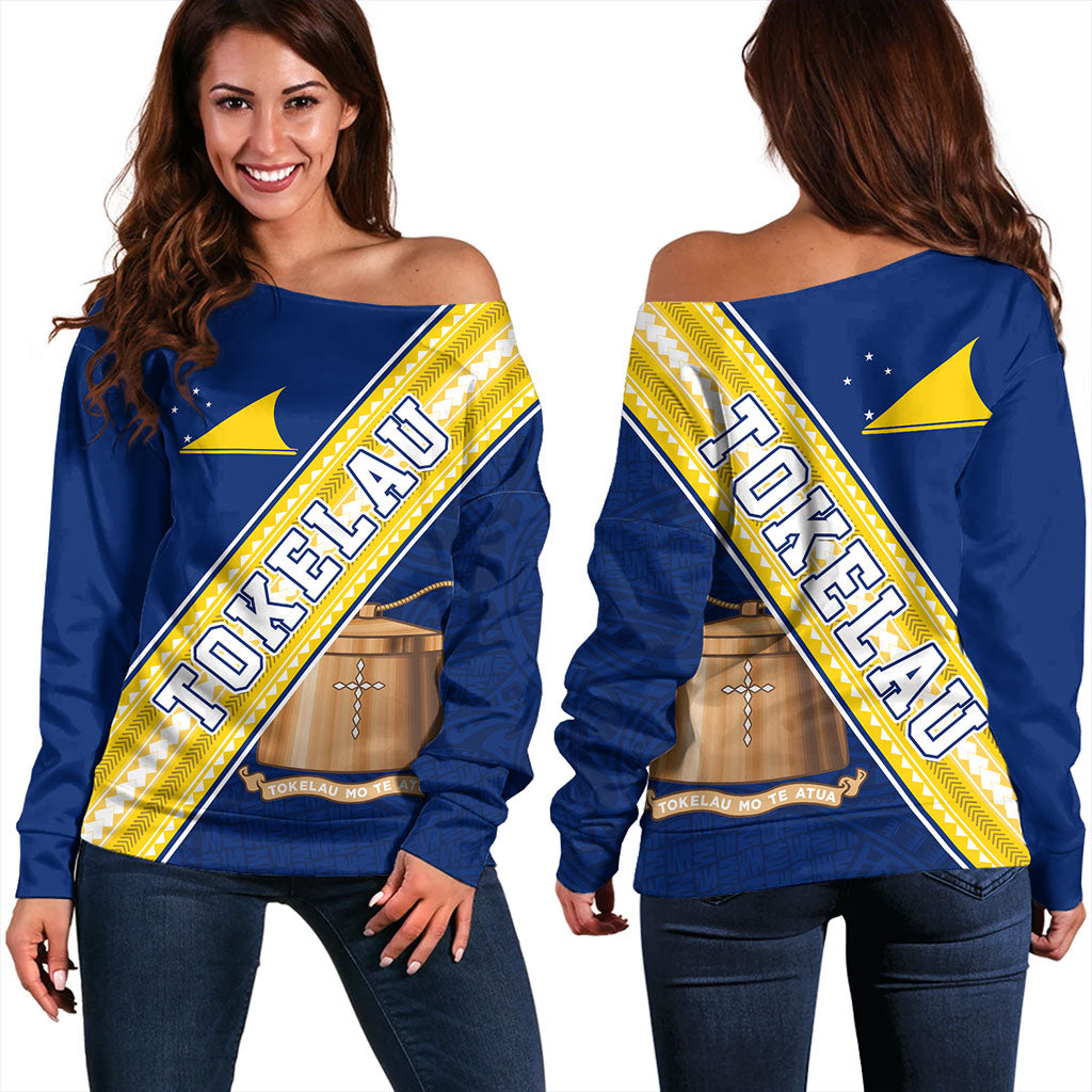 Tokelau Off Shoulder Sweatshirt Flag And Coat Of Arms