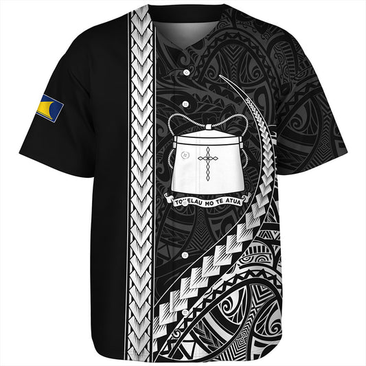 Tokelau Baseball Shirt Tribal Polynesian Coat Of Arms