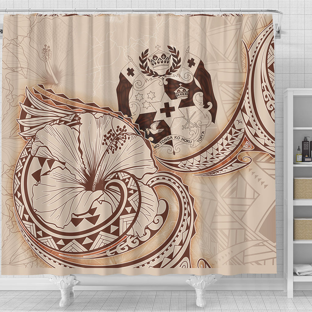 Tonga Shower Curtain Hibiscus Flower Vintage Style